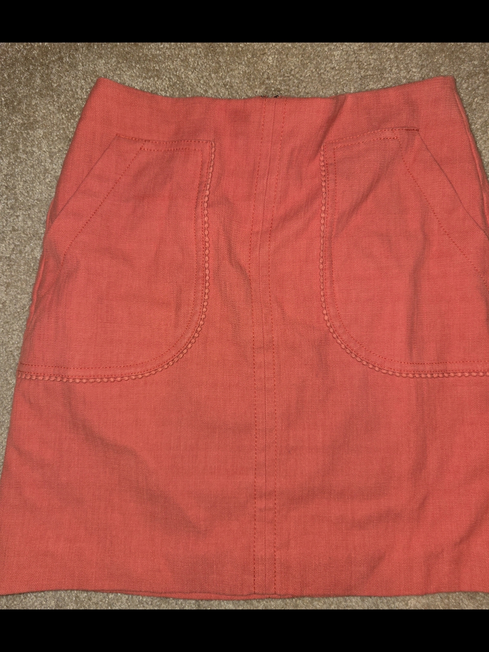 Ann Taylor Loft Skirt Womens Sz4 Orange Knit Detail Pocket A-Line Short Stretch